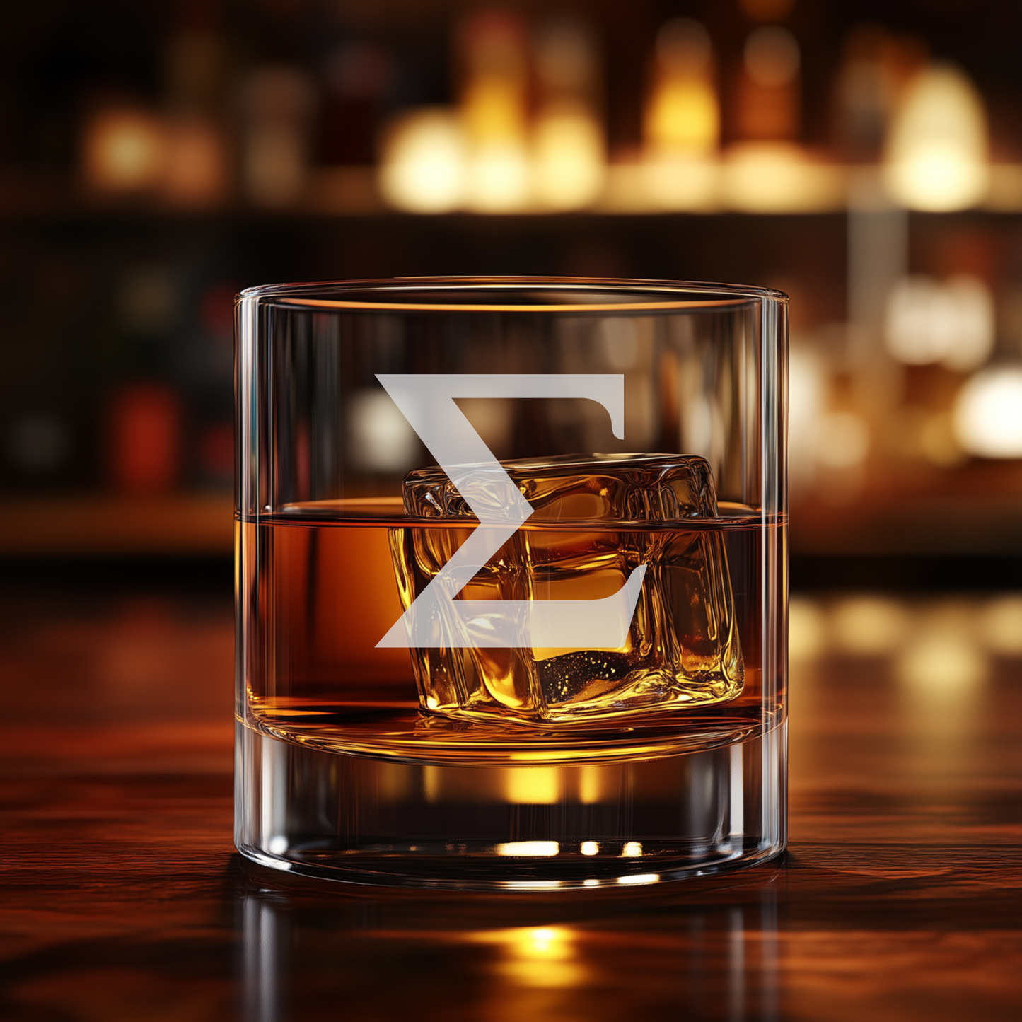 Etched Phi Beta Sigma Whiskey Rock Glass Single Greek Sigma Letter