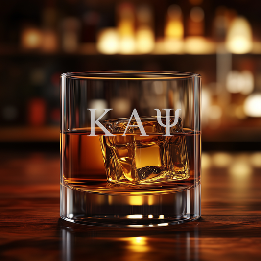 Etched Kappa Alpha Psi Rock Glass